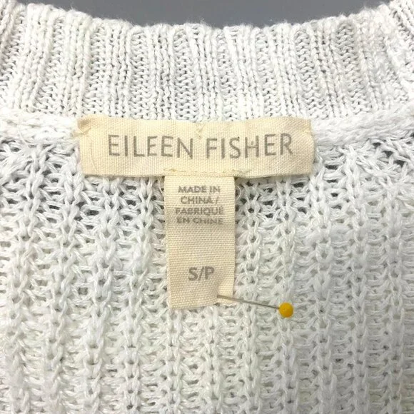 Eileen Fisher White Crew Neck Tunic Sweater Organic Linen Blend Long Sleeve Sz S - Picture 4 of 16
